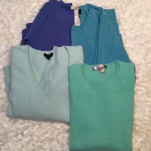 100% Cashmere Crafters Damaged 4pc Lot Blue & Green